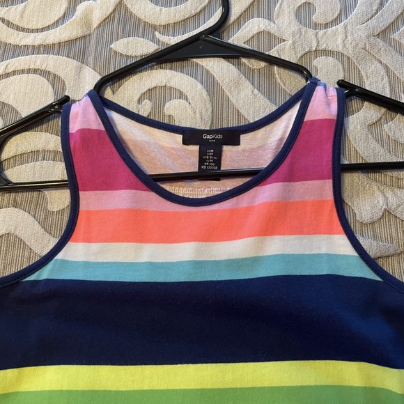Gap Kids - Girls Size Medium - Multi-Colored Striped Sleeveless Long Tank Dress - Picture 2 of 4